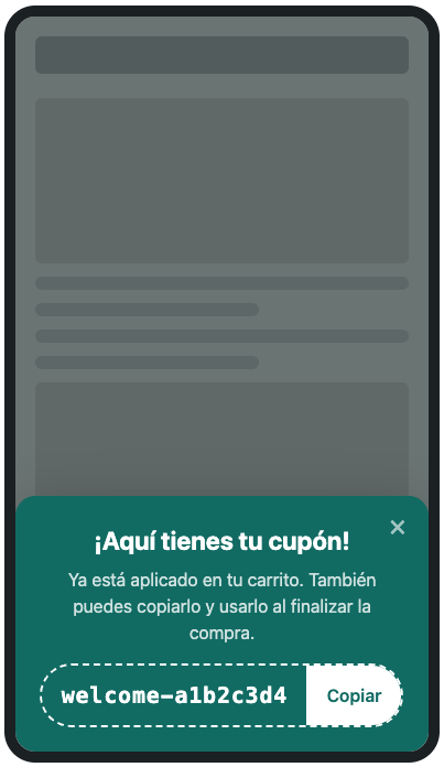 La pantalla del cupón en el móvil